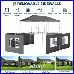 10x20 ft Heavy Duty Commercial Pop Up Canopy Tent with 6 Removable Sidewalls
