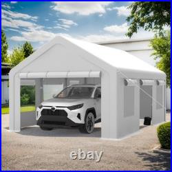 10x20FT Carport Canopy Portable Garage Car Canopy 4 Roll-Up Doors & 2 Side Doors