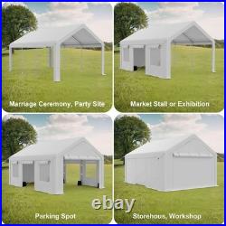 10x20FT Carport Canopy Portable Garage Car Canopy 4 Roll-Up Doors & 2 Side Doors