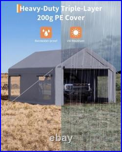 10x20FT Heavy Duty Carport Canopy, Portable Garage with Sidewalls, Roll-Up Doors