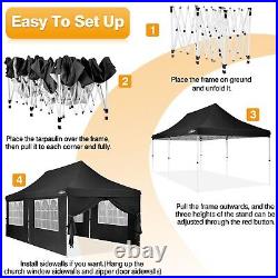 10x20FT Pop Up Canopy Tent with 6 Sidewalls, Waterproof Commercial Gazebo