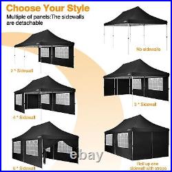 10x20FT Pop Up Canopy Tent with 6 Sidewalls, Waterproof Commercial Gazebo