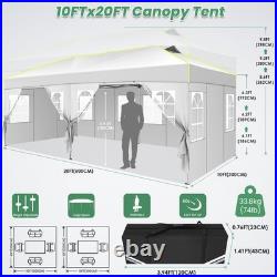 10x20FT Pop Up Canopy with 6 Sidewalls Waterproof Commercial Party Wedding Tent