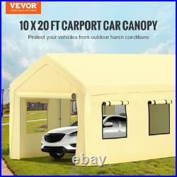 10x20ft 8-Leg Carport Canopy with Sidewalls & Windows, Yellow & Adjustable