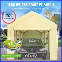 10x20ft 8-Leg Carport Canopy with Sidewalls & Windows, Yellow & Adjustable