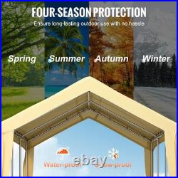 10x20ft 8-Leg Carport Canopy with Sidewalls & Windows, Yellow & Adjustable