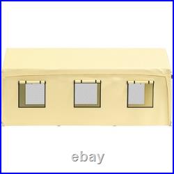 10x20ft 8-Leg Carport Canopy with Sidewalls & Windows, Yellow & Adjustable