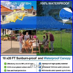10x20ft Heavy Duty Pop up Canopy Party Tent Waterproof UPF50+ Height Adjustable