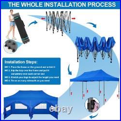 10x20ft Heavy Duty Pop up Canopy Party Tent Waterproof UPF50+ Height Adjustable