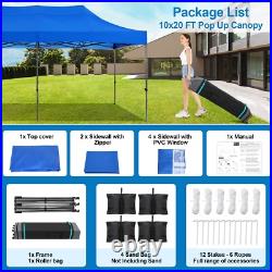 10x20ft Heavy Duty Pop up Canopy Party Tent Waterproof UPF50+ Height Adjustable