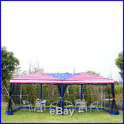 10x20ft Patio Pop Up Canopy Party Tent With Mesh Apron Outdoor American Flag Print