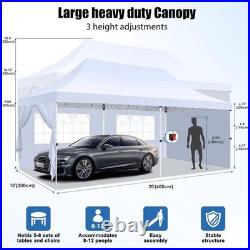 10x20ft Pop Up Canopy Heavy Duty Commercial Instant Tent Waterproof Party Gazebo