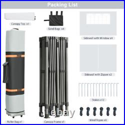 10x20ft Pop Up Canopy with Sidewalls & Wheeled Bag Canopy Tent for Backyard Party