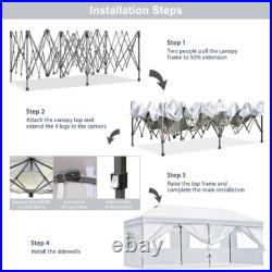 10x20ft Pop Up Canopy with Sidewalls & Wheeled Bag Canopy Tent for Backyard Party
