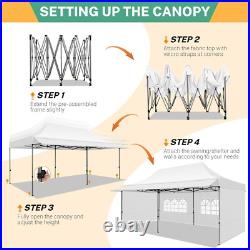10x20ft Pop up Canopy Tent with Awning Heavy Duty Outdoor Vendors Party Gazebo