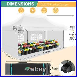 10x20ft Pop up Canopy Tent with Awning Heavy Duty Outdoor Vendors Party Gazebo
