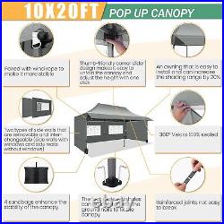 10x20ft Pop up Canopy with Awning Heavy Duty Outdoor Commercial Vendors Gazebo