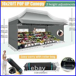 10x20ft Pop up Canopy with Awning Heavy Duty Outdoor Commercial Vendors Gazebo