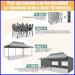 10x20ft Pop up Canopy with Awning Heavy Duty Outdoor Commercial Vendors Gazebo