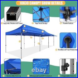 10x30/10x20/10x10 Pop up Canopy with Awning Heavy Duty Waterproof Vendors Tent
