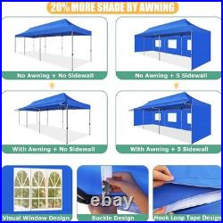 10x30/10x20/10x10 Pop up Canopy with Awning Heavy Duty Waterproof Vendors Tent
