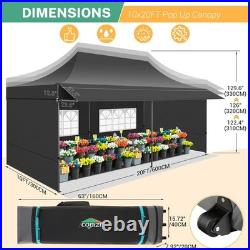 10x30/10x20/10x10 Pop up Canopy with Awning Heavy Duty Waterproof Vendors Tent