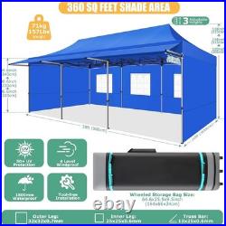 10x30/10x20/10x10 Pop up Canopy with Awning Heavy Duty Waterproof Vendors Tent