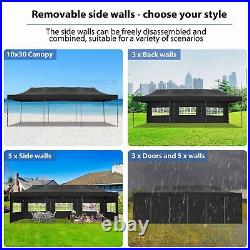 10x30/10x20ft Pop Up Canopy Tent with 8/6 Removable Sidewalls Waterproof Gazebo