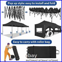 10x30/10x20ft Pop Up Canopy Tent with 8/6 Removable Sidewalls Waterproof Gazebo