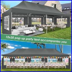 10x30 Heavy Duty Pop Up Canopy Commercial Tent Waterproof Gazebo Outdoor Party