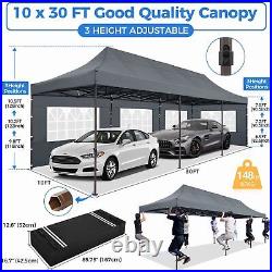 10x30' Heavy Duty Pop Up Canopy Commercial Tent Waterproof Gazebo Outdoor Party