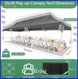 10x30 Heavy Duty Pop Up Canopy Commercial Tent Waterproof Gazebo Outdoor Party