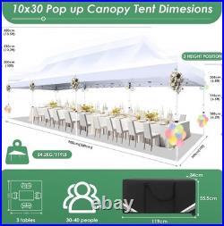 10x30' Heavy Duty Pop Up Canopy Commercial Tent Waterproof Gazebo Outdoor Party