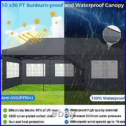 10x30' Heavy Duty Pop Up Canopy Commercial Tent Waterproof Gazebo Outdoor Party#