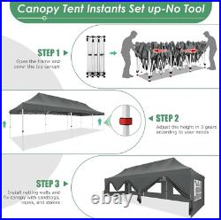 10x30 Heavy Duty Pop Up Canopy Commercial Tent Waterproof Gazebo Outdoor Party