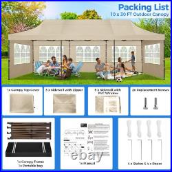10x30' Heavy Duty Pop Up Canopy Commercial Tent Waterproof Gazebo Outdoor Party
