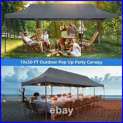 10x30' Heavy Duty Pop Up Canopy Commercial Tent Waterproof Gazebo Outdoor Party#