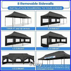 10x30 Pop Up Canopy Heavy Duty Tent with 8 Removable Sidewalls Commercial Gazebo