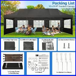 10x30 Pop Up Canopy Heavy Duty Tent with 8 Removable Sidewalls Commercial Gazebo