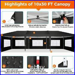 10x30 Pop Up Canopy Outdoor Party Tent Commercial Event Gazebo with 8 Sidewalls