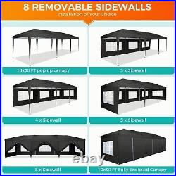 10x30 Pop Up Canopy Outdoor Party Tent Commercial Event Gazebo with 8 Sidewalls