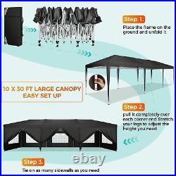 10x30 Pop Up Canopy Outdoor Party Tent Commercial Event Gazebo with 8 Sidewalls