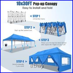 10x30 Pop up Canopy Heavy Duty Gazebo Waterproof Tent with Sidewalls & Sandbags