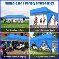 10x30 Pop up Canopy Heavy Duty Gazebo Waterproof Tent with Sidewalls & Sandbags