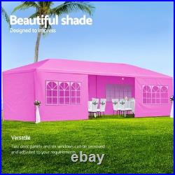 10x30' Wedding Party Canopy Tent Outdoor Gazebo with 8 Removable Sidewalls Pink