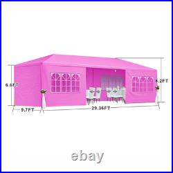 10x30' Wedding Party Canopy Tent Outdoor Gazebo with 8 Removable Sidewalls Pink