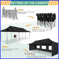 10x30ft Pop up Heavy Duty Canopy Tent Commercial Outdoor Gazebo with Awning ^USA