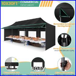 10x30ft Pop up Heavy Duty Canopy Tent Commercial Outdoor Gazebo with Awning ^USA
