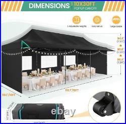 10x30ft Pop up Heavy Duty Canopy Tent Commercial Outdoor Gazebo with Awning ^USA