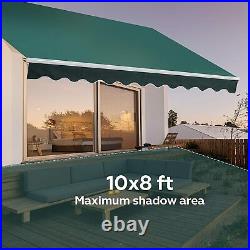 10x8 FT Manual Retractable Patio Window Awning Outdoor Sun Shade Shelter Canopy